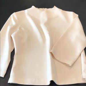 Ivory silk mock neck 3/4 length sleeve blouse